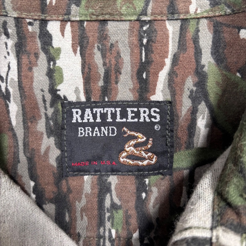 VTG 90s Rattlers Brand Realtree Camo Shirt Mens XL Heavy Hunt Treebark Made USA - Picture 8 of 13